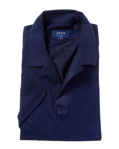 Eton Slim Fit Linen-blend Polo Shirt In Blue