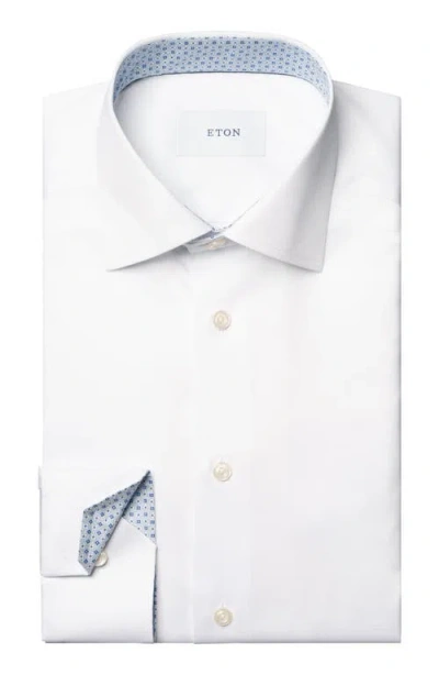 Eton Slim Fit Medallion Detail Dress Shirt In White