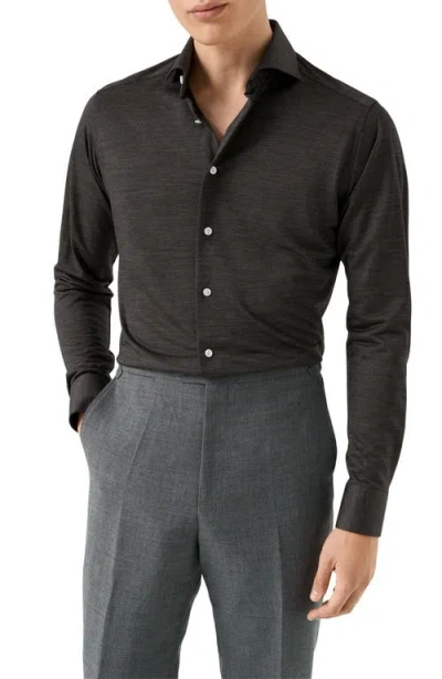 Eton Slim Fit Merino Wool Dress Shirt In Green