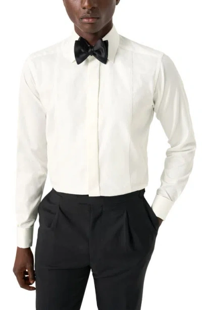 Eton Slim Fit Metallic Paisley Jacquard Bibbed Tuxedo Shirt In Brown
