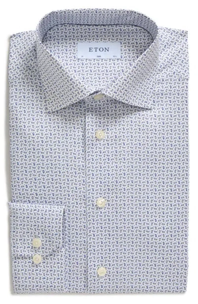 Eton Slim Fit Micro Paisley Print Dress Shirt In Pastel Blue