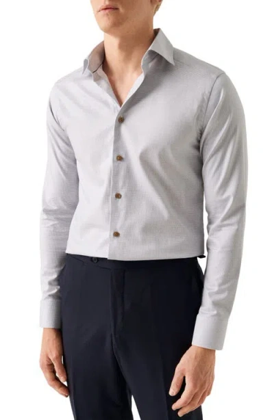 Eton Slim Fit Micropattern Stretch Cotton & Lyocell Dress Shirt In Light Beige