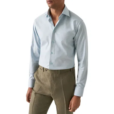 Eton Slim Fit Microprint Cotton Dress Shirt In Green