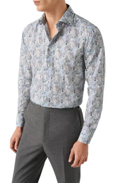 Eton Slim Fit Paisley Cotton & Lyocell Dress Shirt In Blue