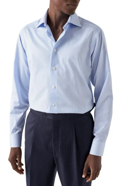 Eton Slim Fit Pinstripe Cotton Twill Dress Shirt In Light Pastel Blue