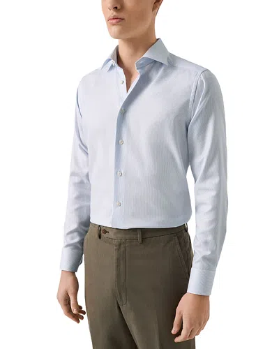 Eton Slim Fit Printed Button Front Shirt In Light Pastel Blue