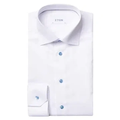 Eton Slim Fit Semi Solid Twill Shirt In White