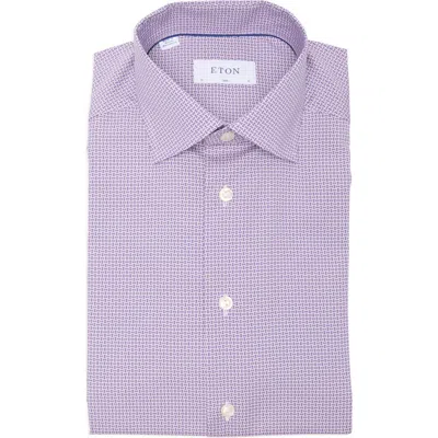 Eton Slim Fit Textured Solid Shirt In Purple