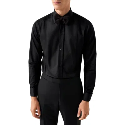 Eton Slim Fit Solid Black Organic Cotton Plissé Tuxedo Shirt