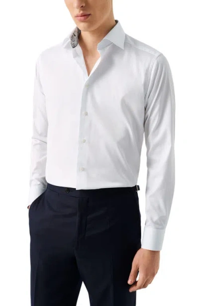 Eton Slim Fit Solid White Cotton Twill Dress Shirt