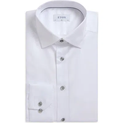 Eton Slim Fit Solid White Cotton Twill Dress Shirt