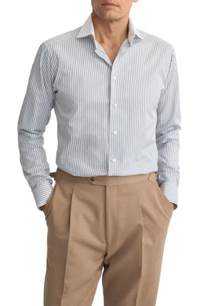 Eton Slim Fit Stripe Twill Cotton Dress Shirt In Blue