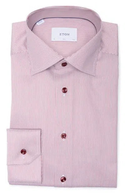 Eton Slim Fit Striped Twill Shirt In Pink