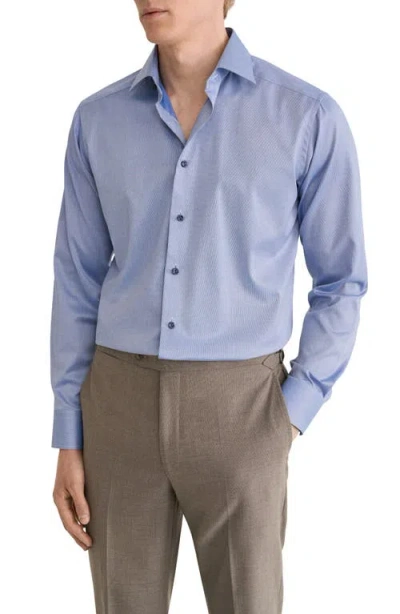 Eton Cotton Contemporary Fit Twill Weave Solid Shirt In Blue