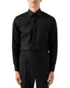 Eton Slim Fit Pin Dot Pique Button Front Shirt In Black