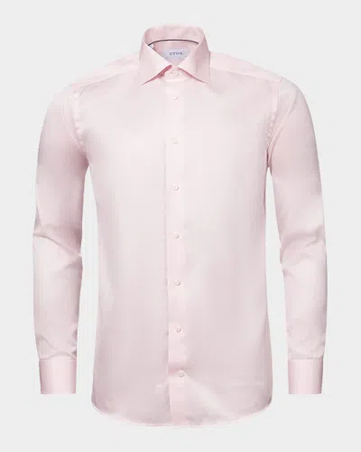 Eton Slim-fit Twill Dress Shirt In Pink