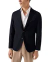 Eton Lana Tailored Fit Navy Tech Soft Wool Blazer In Black