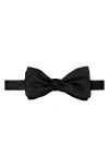 Eton Solid Black Silk Herringbone Bow Tie In Black