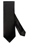 Eton Solid Black Silk Herringbone Tie In Black