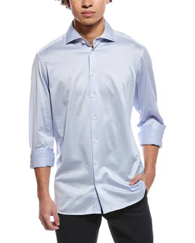 Eton Solid Filo Di Scozia Pique Contemporary Fit Shirt In Blue