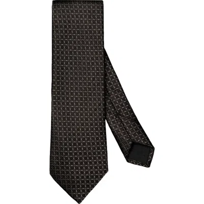 Eton Solid Geometric Jacquard Silk Tie In Black