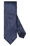 Eton Solid Geometric Jacquard Silk Tie In Dark Blue