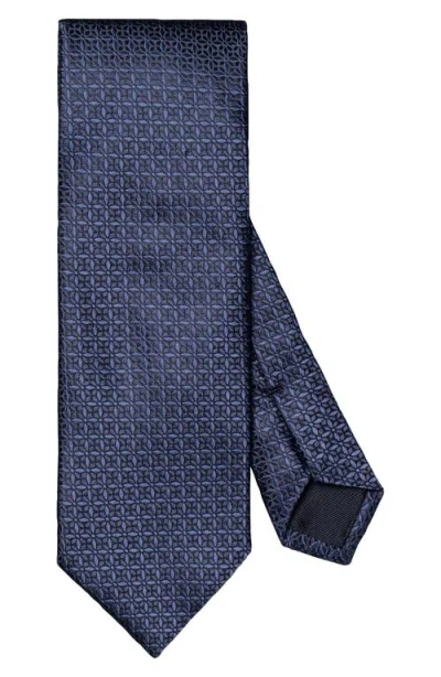 Eton Solid Geometric Jacquard Silk Tie In Blue