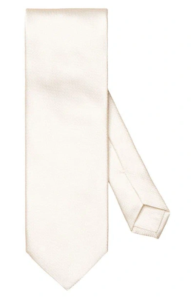Eton Solid Herringbone Silk Tie In Neutral