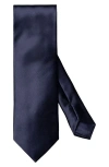 Eton Solid Satin Silk Tie In Navy