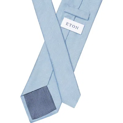 Eton Solid Silk & Linen Tie In Light Blue