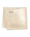 Eton Solid Silk Logo Pocket Square In Neutral