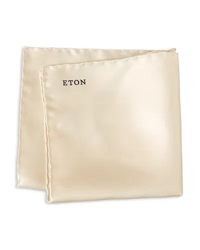 Eton Solid Silk Logo Pocket Square In Neutral