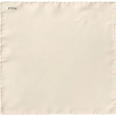 Eton Solid Silk Pocket Square In Tan