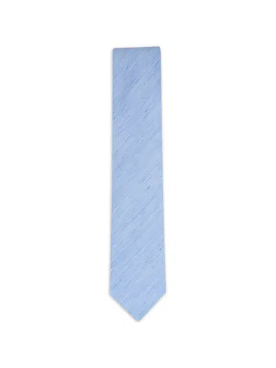 Eton Solid Woven Linen Silk Tie In Blue