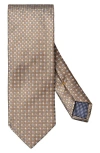 Eton Square Geometric Silk Tie In Brown