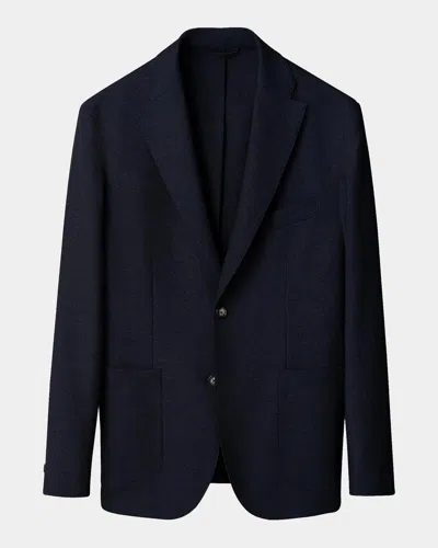 Eton Stretch-wool Jacket In Blue