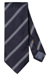 Eton Stripe Silk Tie In Blue