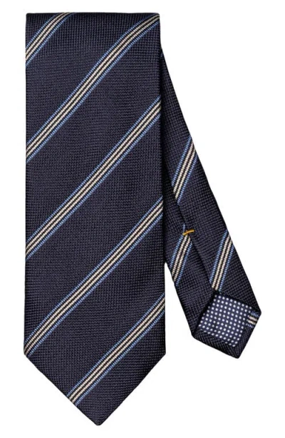 Eton Stripe Silk Tie In Blue