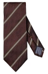 Eton Stripe Silk Tie In Brown