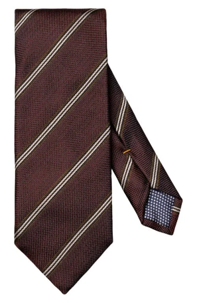 Eton Stripe Silk Tie In Brown
