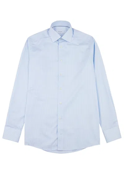 Eton Striped Cotton Shirt In Blue And White