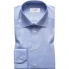 Eton Contemporary Fit Solid Dress Shirt With Floral Cuffs In Blue
