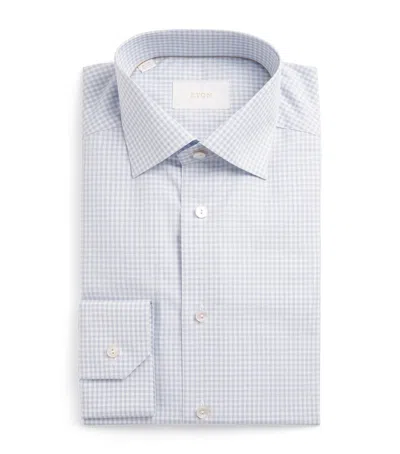 Eton Supima Cotton Check Slim Fit Shirt In Blue