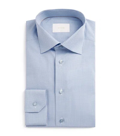 Eton Supima Cotton Check Slim Fit Shirt In Blue