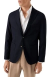 Eton Lana Tailored Fit Navy Tech Soft Wool Blazer In Blue