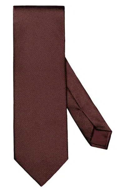 Eton Textured Solid Maroon Silk Tie In Red
