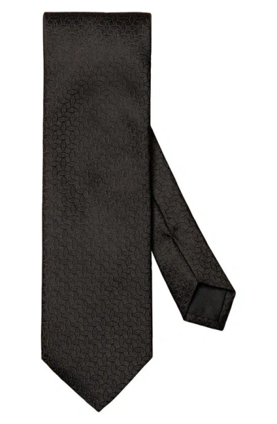 Eton Tonal Geometric Silk Tie In Black