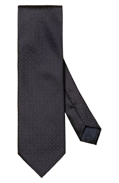 Eton Tonal Geometric Silk Tie In Dark Blue