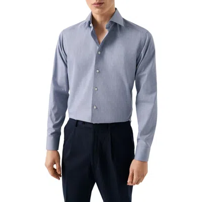 Eton Trim Fit Blue Mélange Cotton Dress Shirt