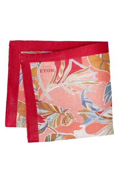 Eton Tropical Print Linen Pocket Square In Neutral